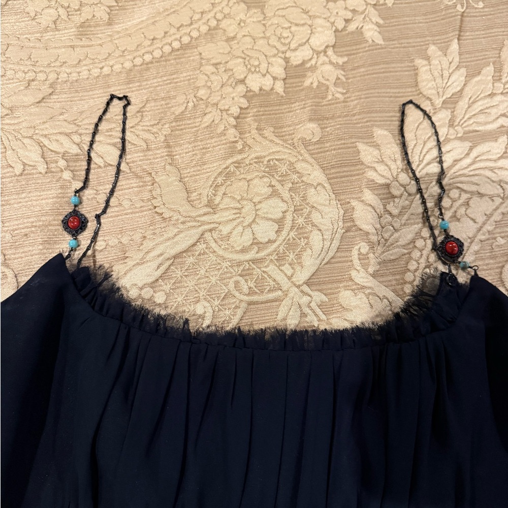 Abs By Allen Schwartz Womens Slip Dress Black Scoop Neck beaded straps - Picture 12 of 16